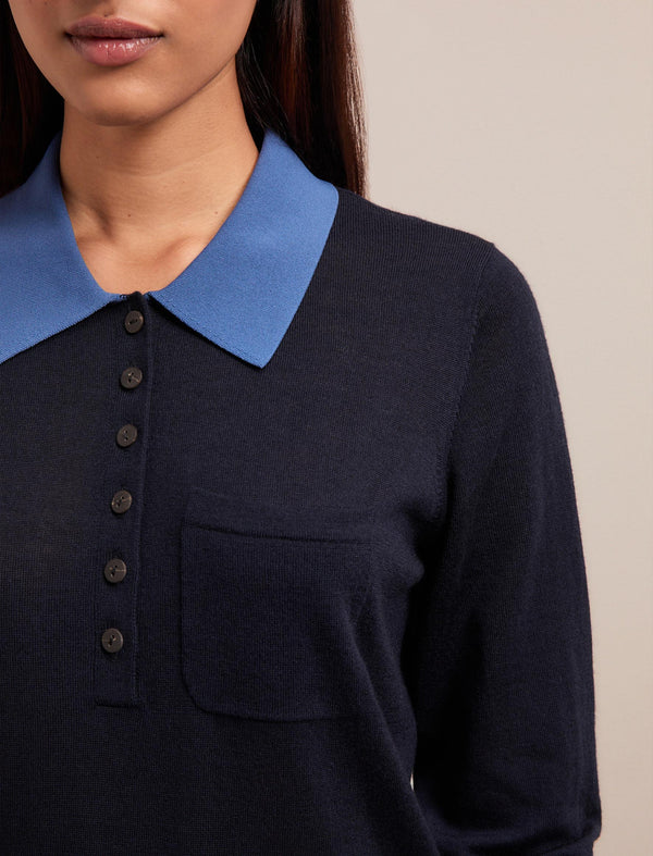 Josie Merino Wool Blend Jumper - Navy Slate Blue