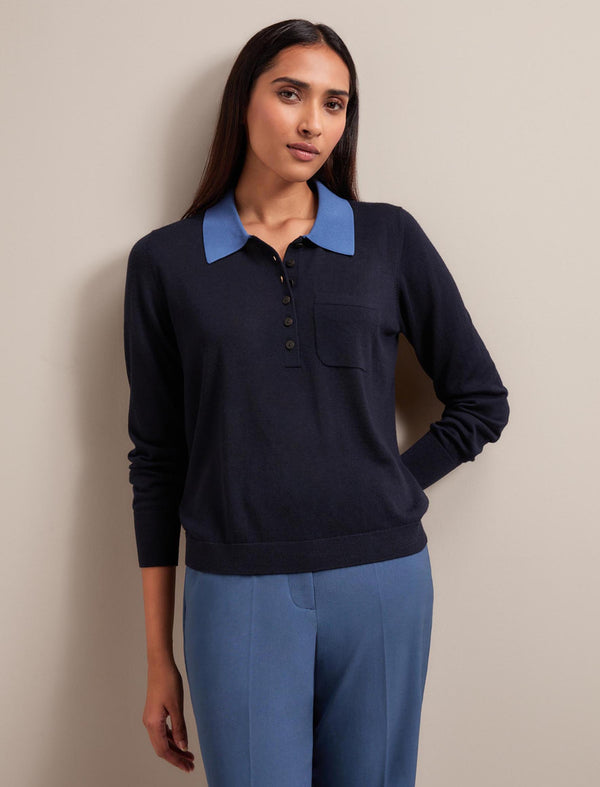 Josie Merino Wool Blend Jumper - Navy Slate Blue