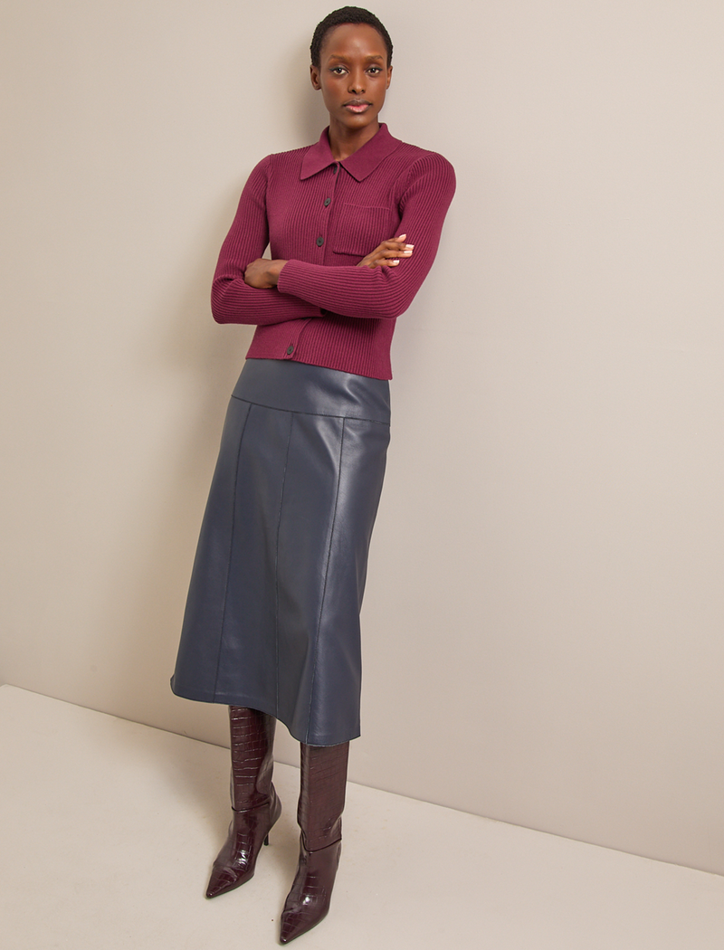 Jackie Cotton Blend Cardigan - Burgundy