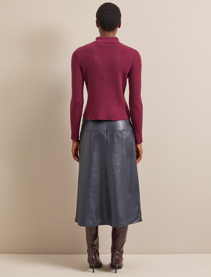 Jackie Cotton Blend Cardigan - Burgundy