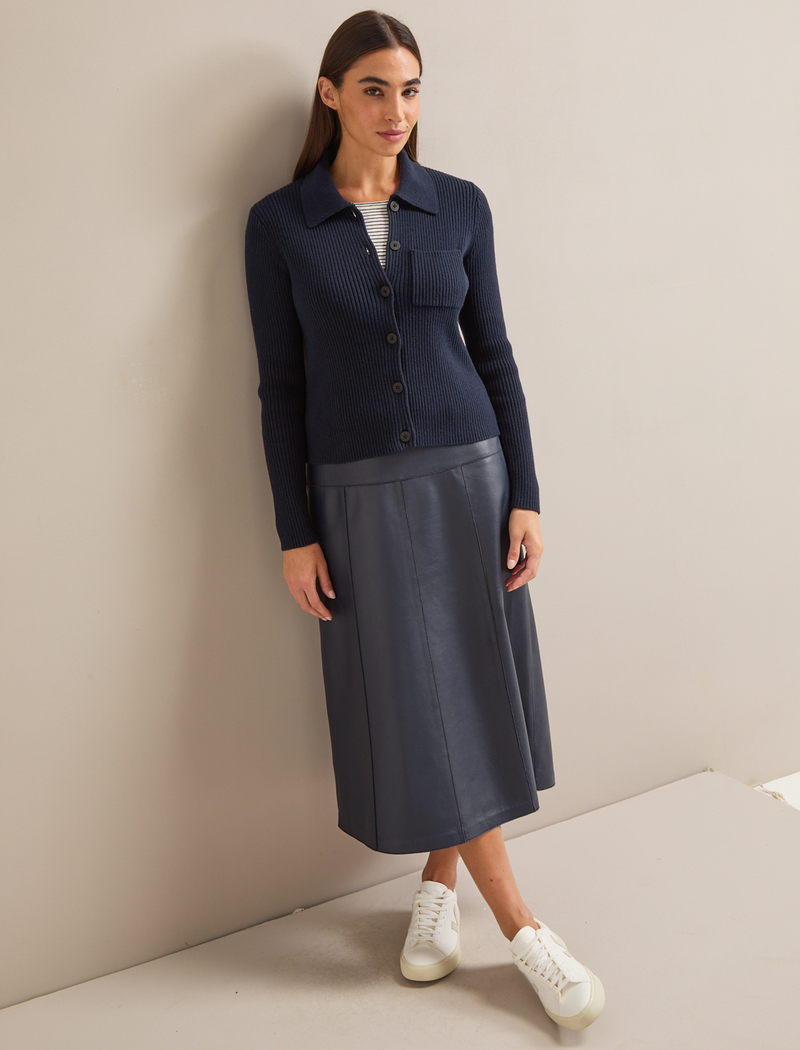 Jackie Cotton Blend Cardigan - Navy
