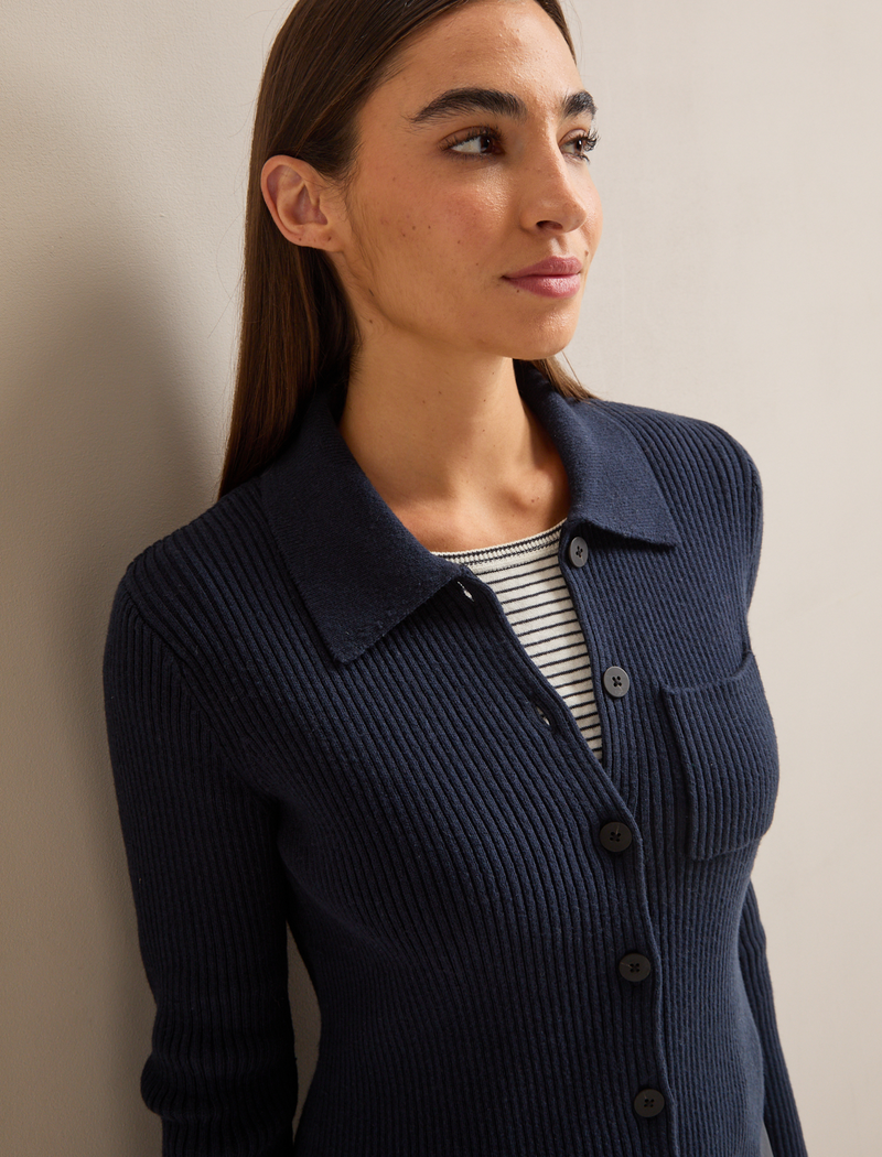 Jackie Cotton Blend Cardigan - Navy