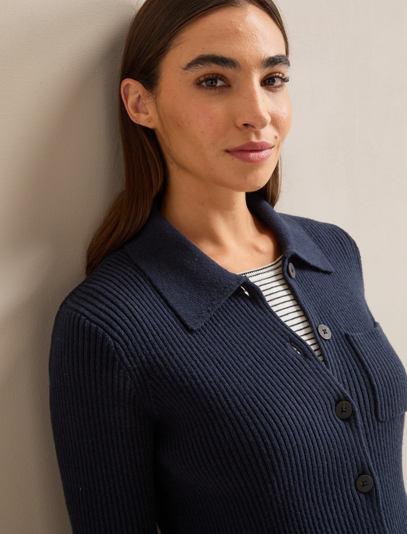 Jackie Cotton Blend Cardigan - Navy