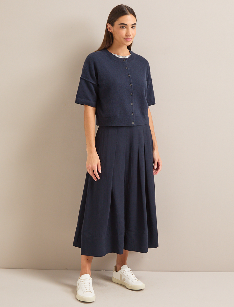 Casey Cotton Blend Cardigan - Navy