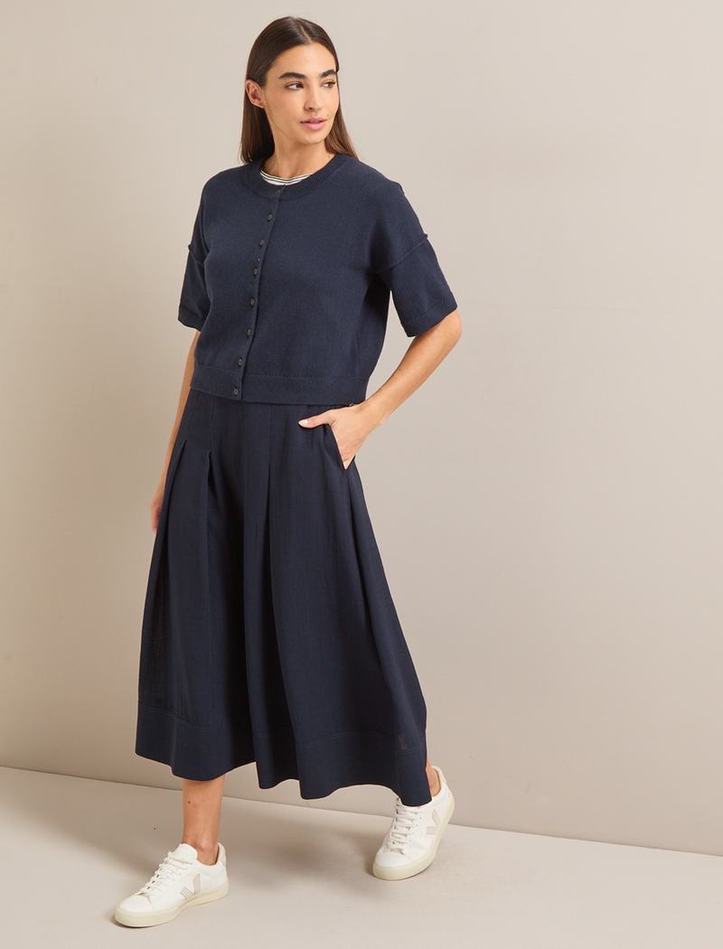 Casey Cotton Blend Cardigan - Navy