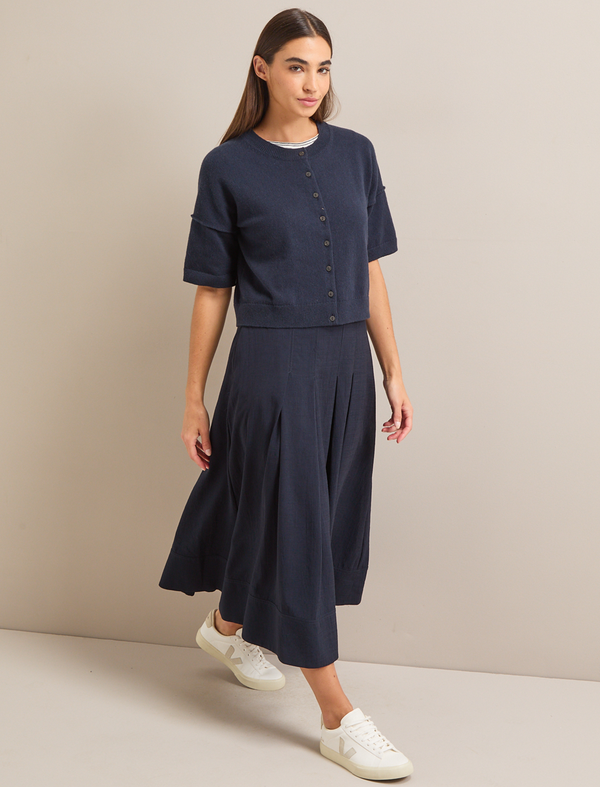 Casey Cotton Blend Cardigan - Navy