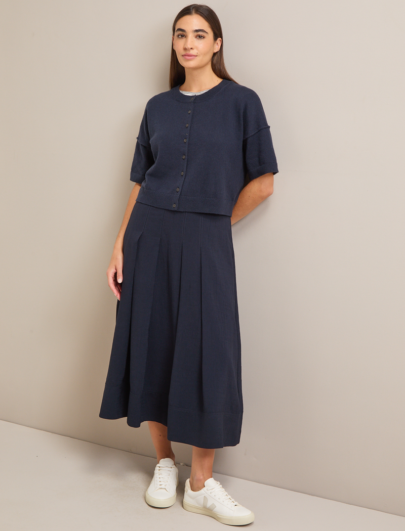 Casey Cotton Blend Cardigan - Navy