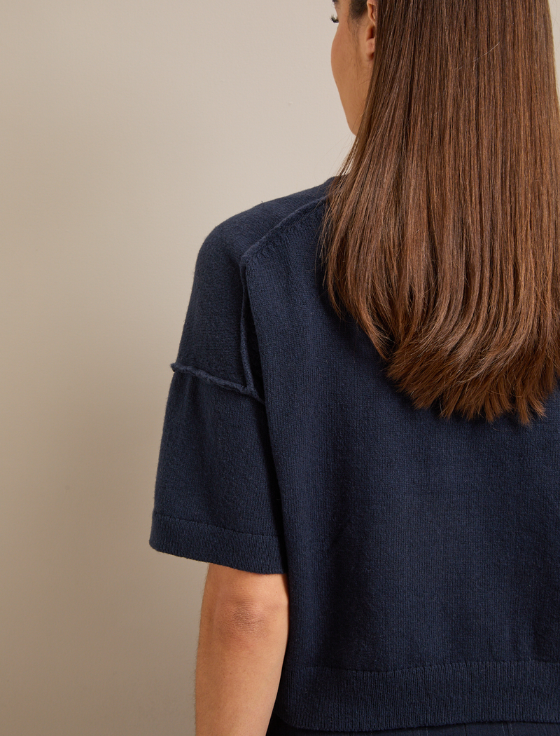 Casey Cotton Blend Cardigan - Navy