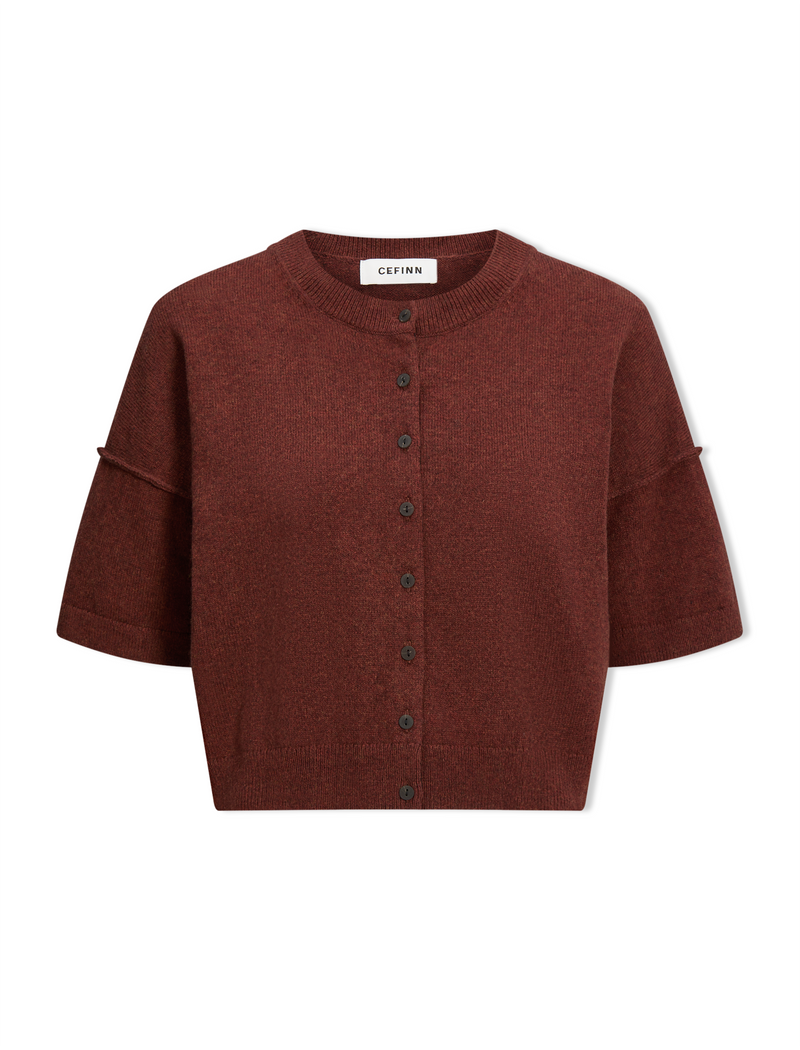 Casey Cotton Blend Cardigan - Rust