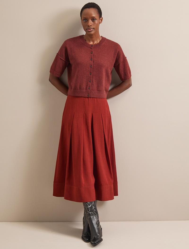 Casey Cotton Blend Cardigan - Rust