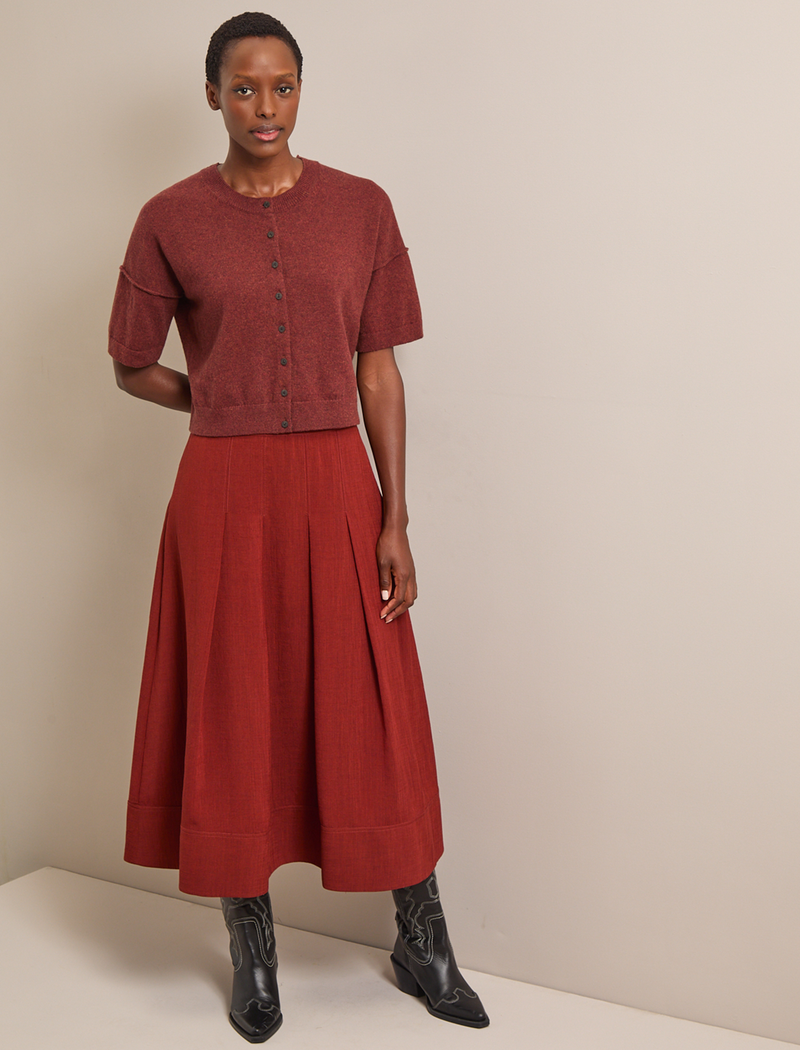 Casey Cotton Blend Cardigan - Rust
