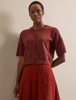 Casey Cotton Blend Cardigan - Rust