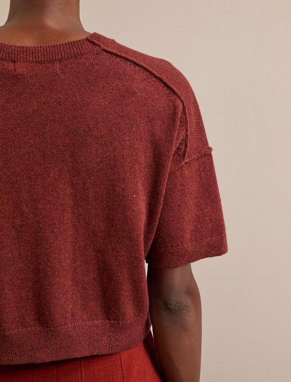 Casey Cotton Blend Cardigan - Rust
