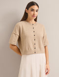 Casey Cotton Blend Cardigan - Taupe