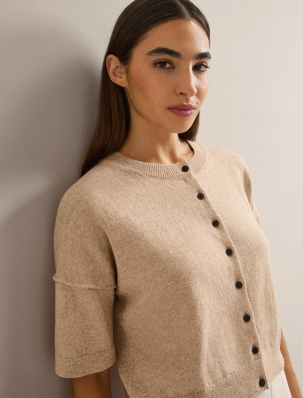 Casey Cotton Blend Cardigan - Taupe