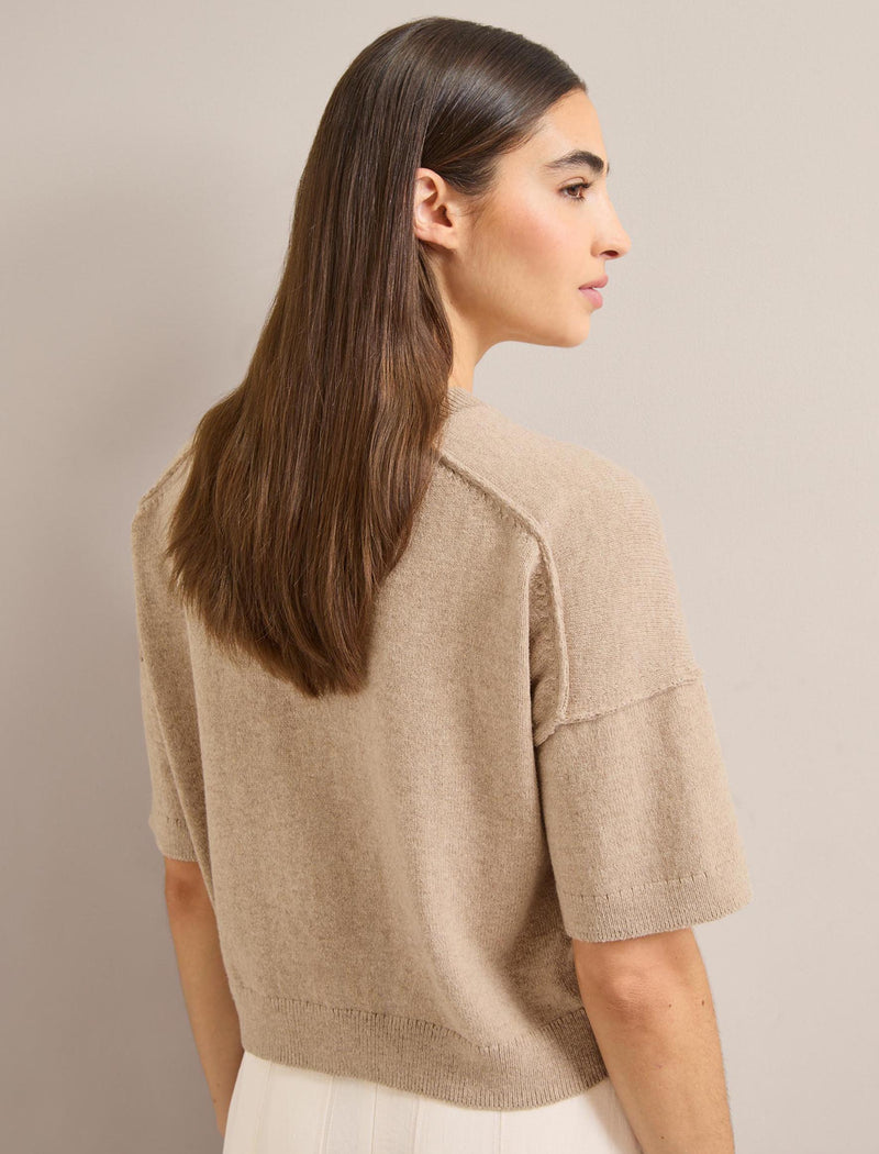 Casey Cotton Blend Cardigan - Taupe