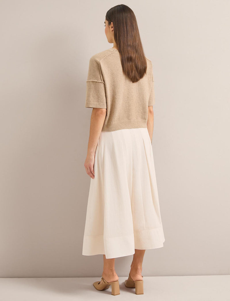 Casey Cotton Blend Cardigan - Taupe