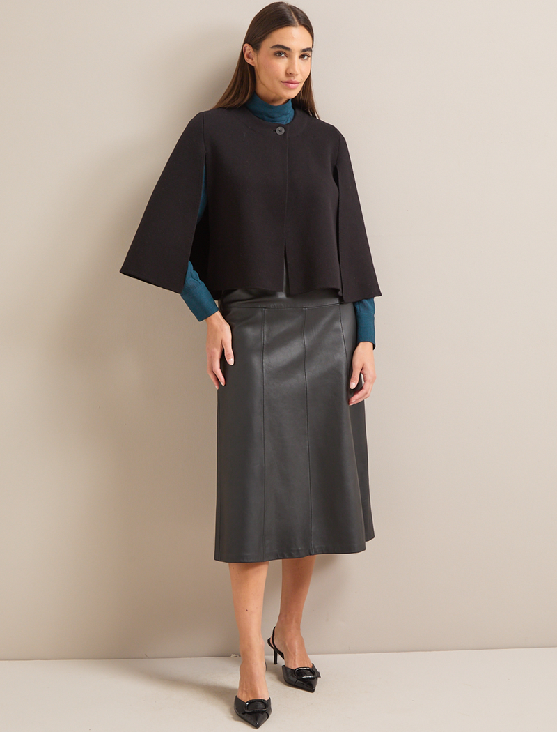 Cecily Cotton Blend Cape - Black