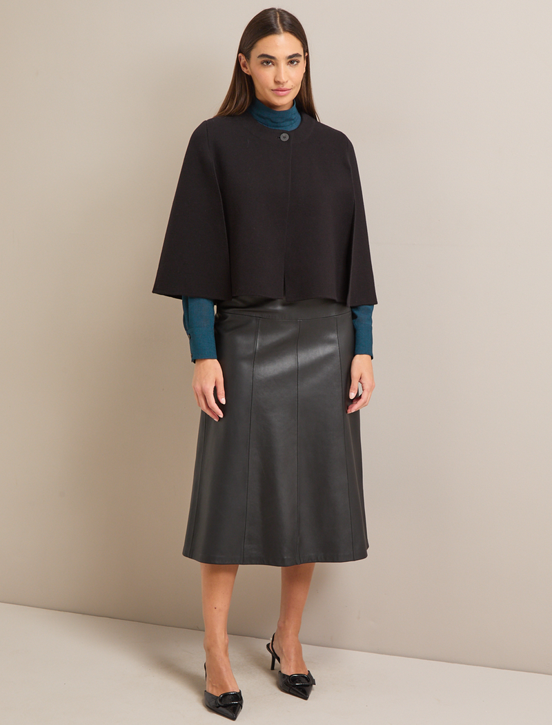 Cecily Cotton Blend Cape - Black
