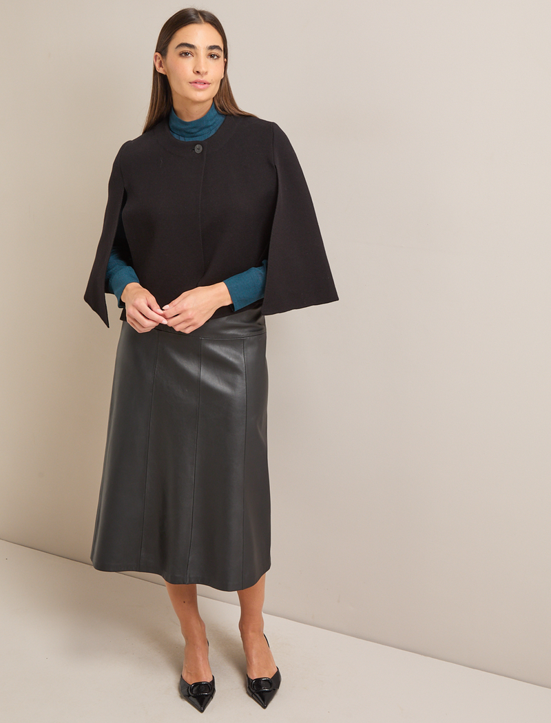 Cecily Cotton Blend Cape - Black