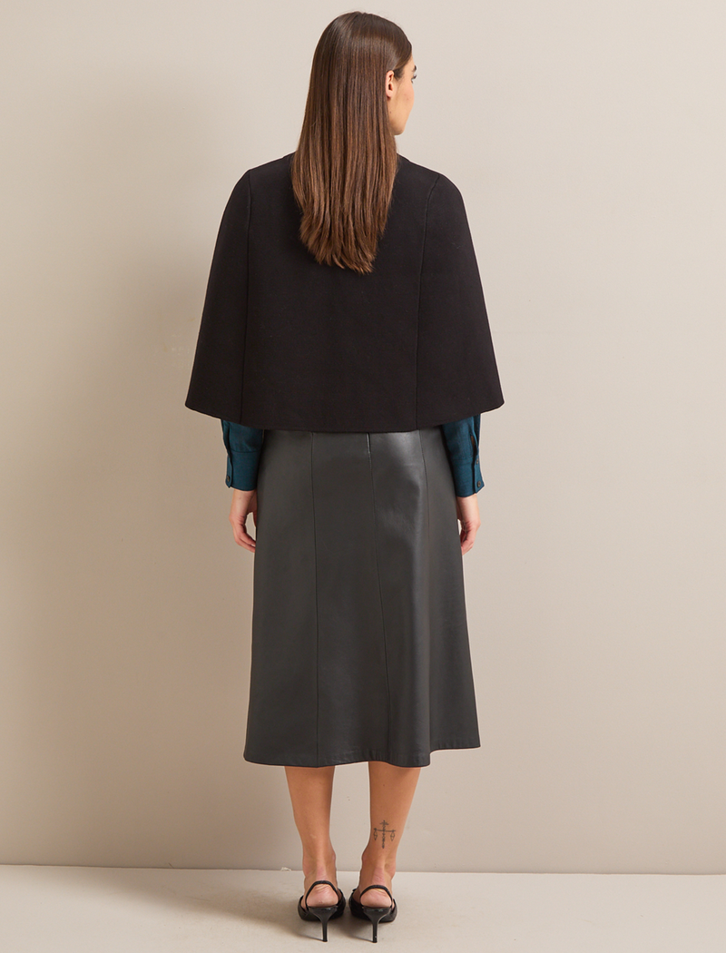 Cecily Cotton Blend Cape - Black