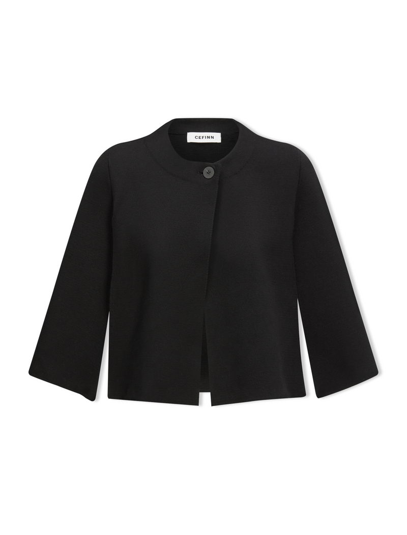Cecily Cotton Blend Cape - Black