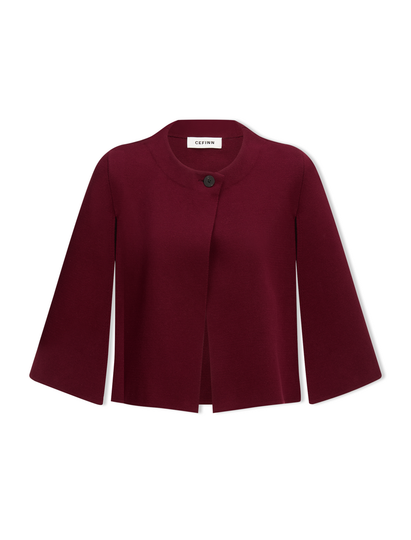 Cecily Cotton Blend Cape - Burgundy