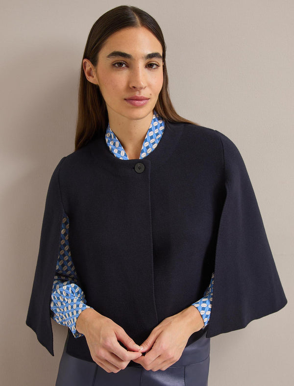 Cecily Cotton Blend Cape - Navy