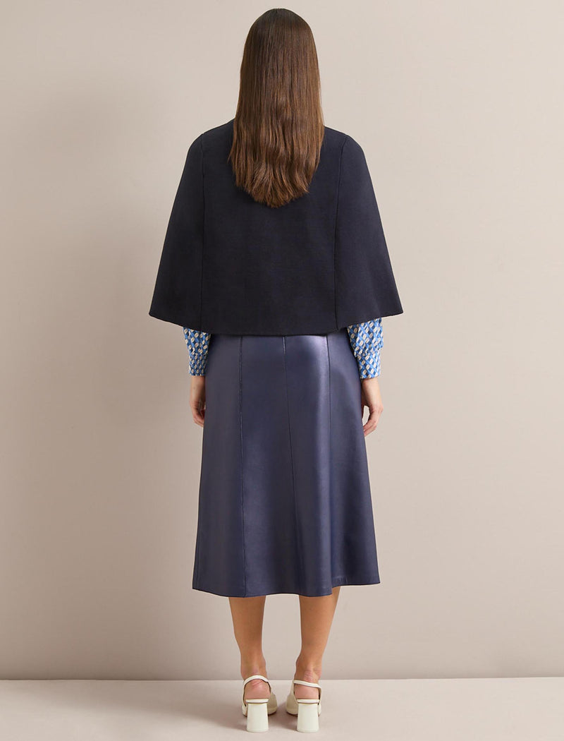 Cecily Cotton Blend Cape - Navy