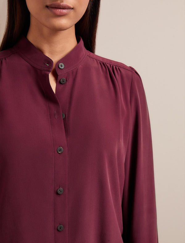 Brenna Silk Shirt - Burgundy
