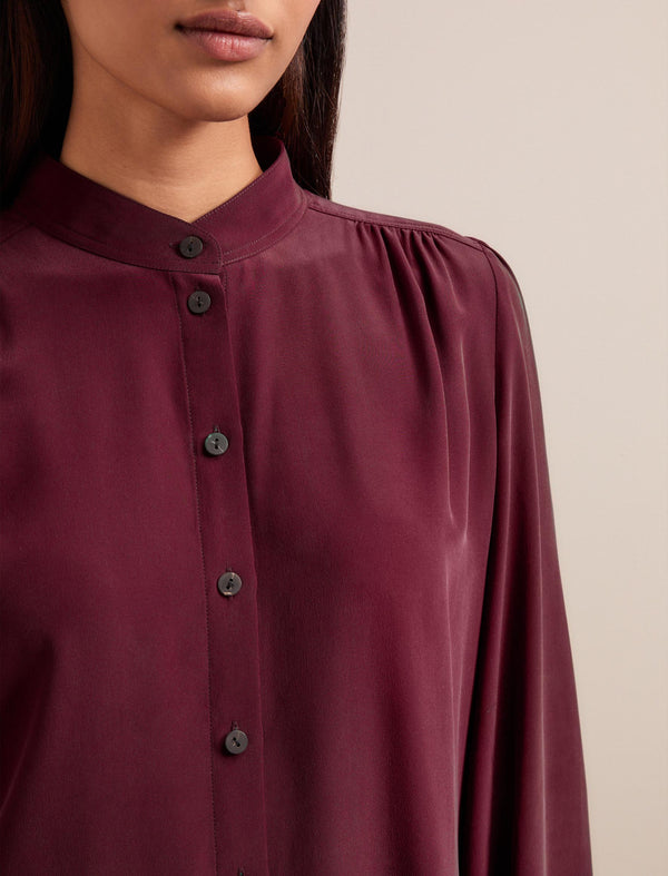 Brenna Silk Shirt - Burgundy