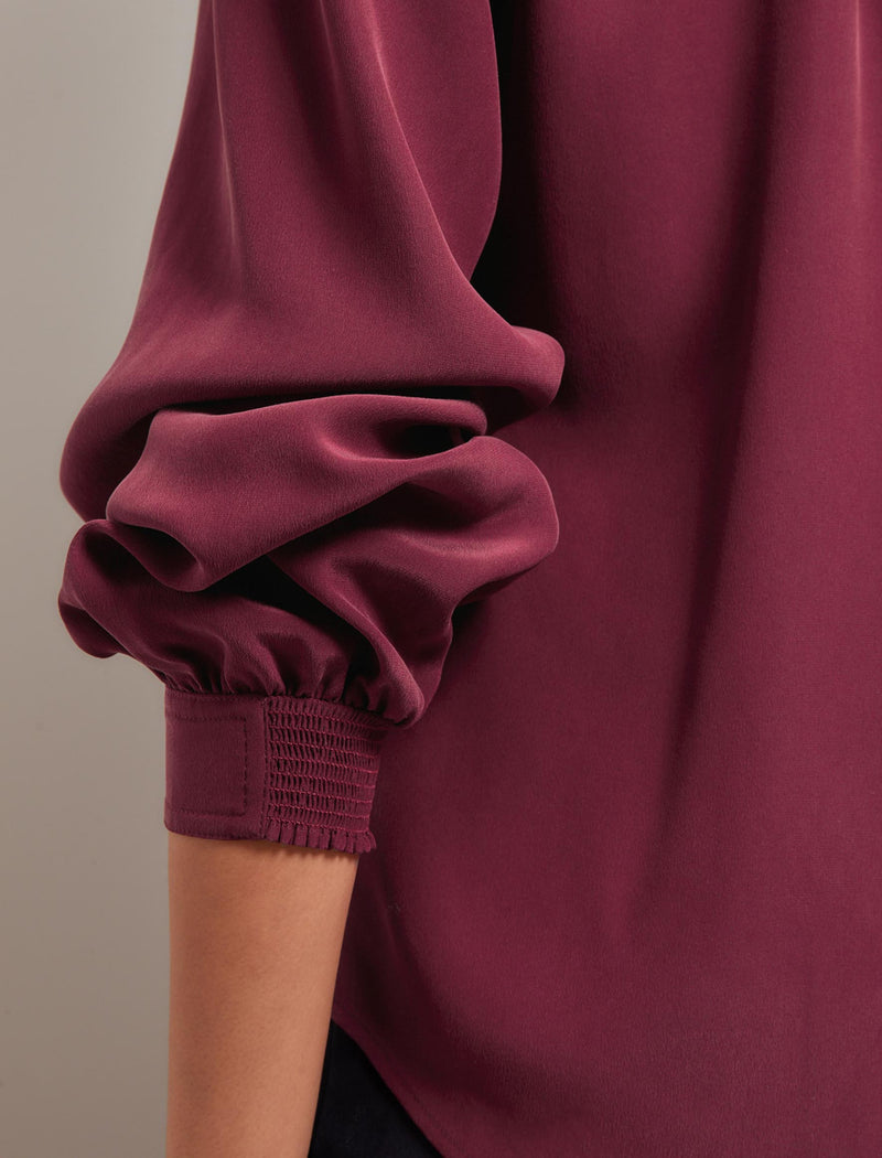 Brenna Silk Shirt - Burgundy