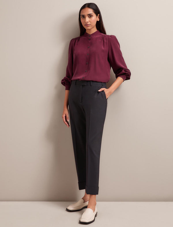 Brenna Silk Shirt - Burgundy