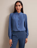 Brenna Silk Shirt - Slate Blue