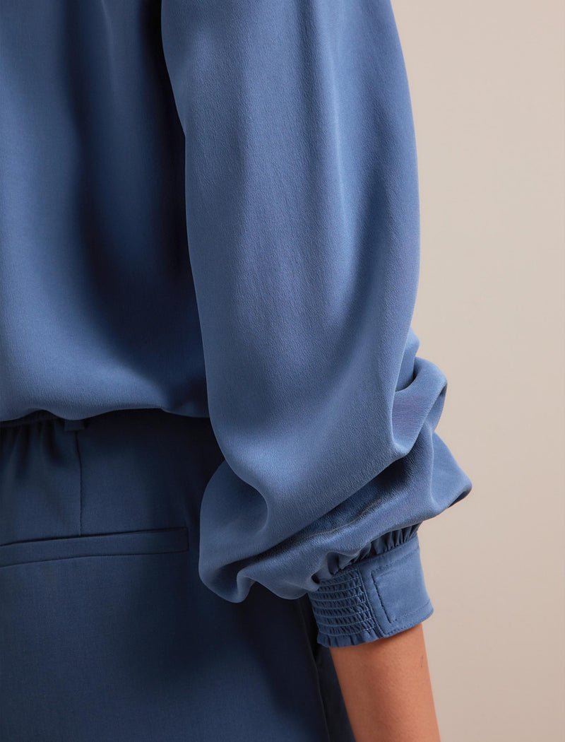 Brenna Silk Shirt - Slate Blue