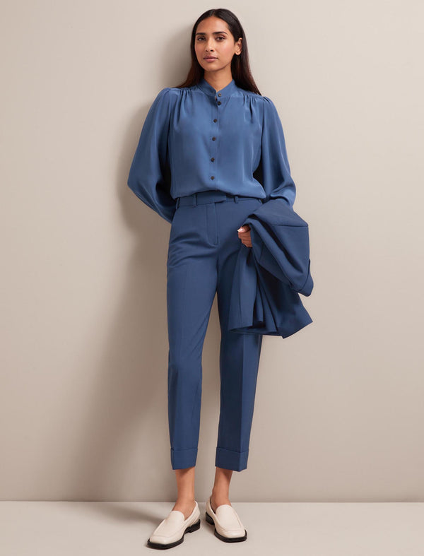 Brenna Silk Shirt - Slate Blue