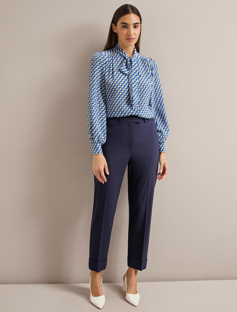 Matty Silk Shirt - Blue Cream Lips Print