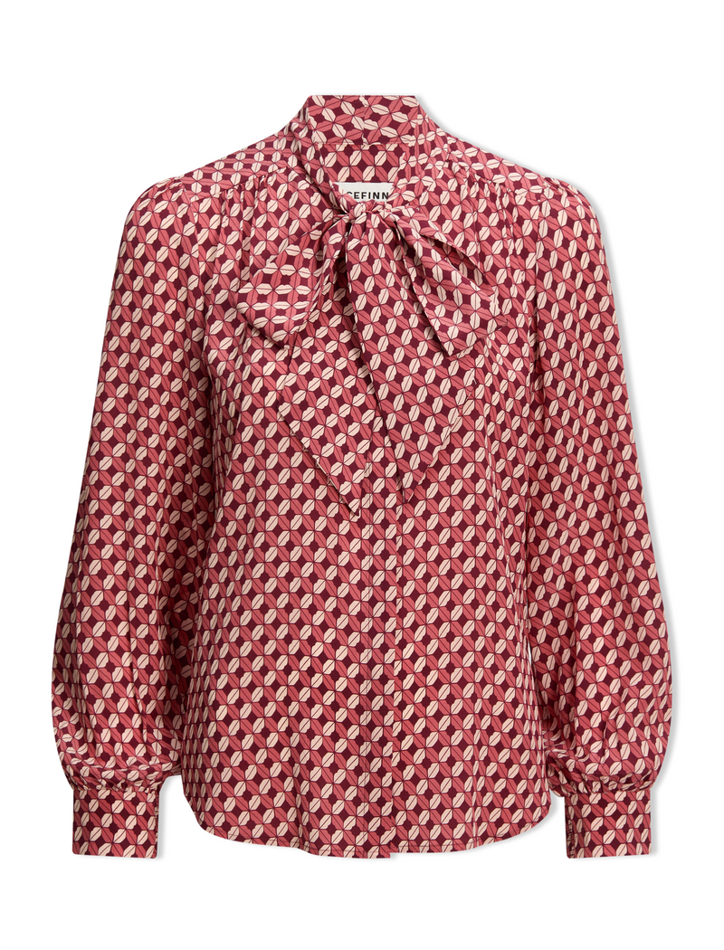 Matty Silk Shirt - Blush Burgundy Lips Print