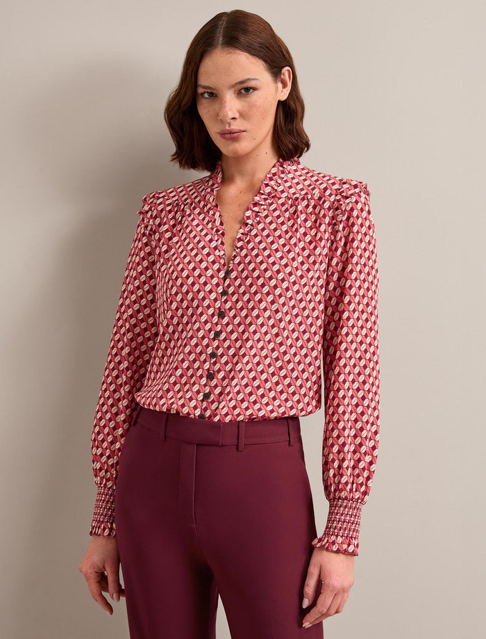 cefinn Clement New Wool Easy Waist Trouser - Burgundy Trouser