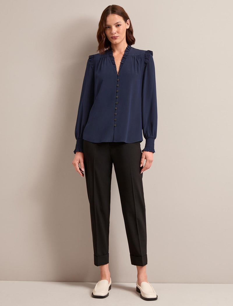 Stella Silk Shirt - Navy