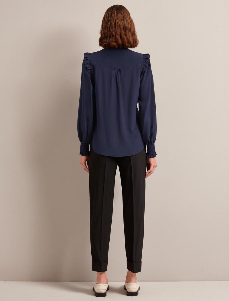 Stella Silk Shirt - Navy