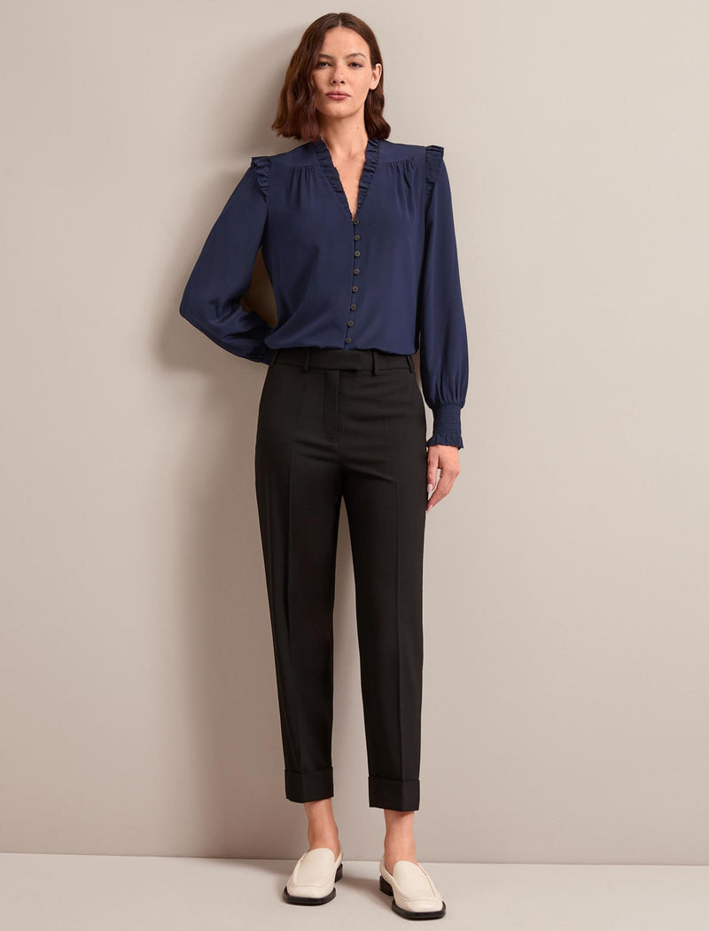 Stella Silk Shirt - Navy