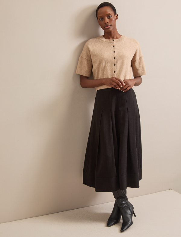 Sophia Techni Voile Pleated Maxi Skirt - Black