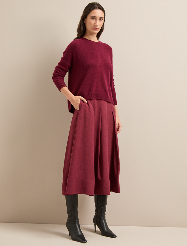 Sophia Techni Voile Maxi Skirt - Burgundy