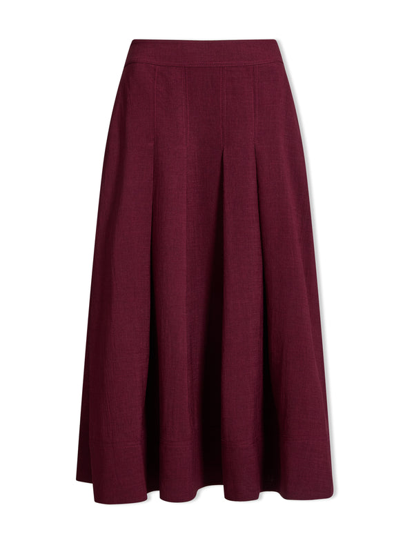 Sophia Techni Voile Maxi Skirt - Burgundy
