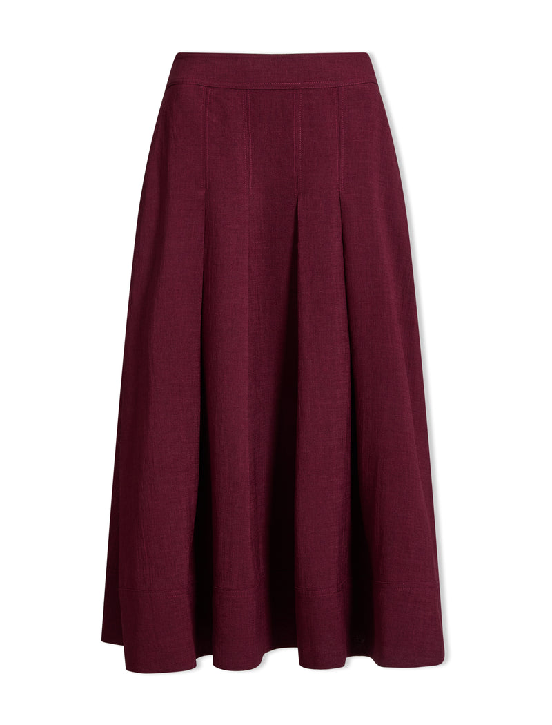 Sophia Techni Voile Maxi Skirt - Burgundy