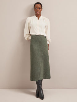 Layla Boucle Tweed Maxi Skirt - Khaki