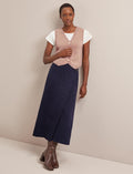 Layla Boucle Tweed Maxi Skirt - Navy