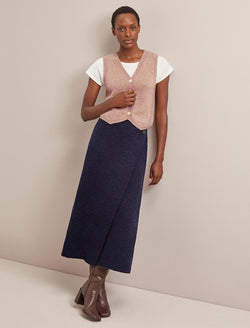 Layla Boucle Tweed Maxi Skirt - Navy