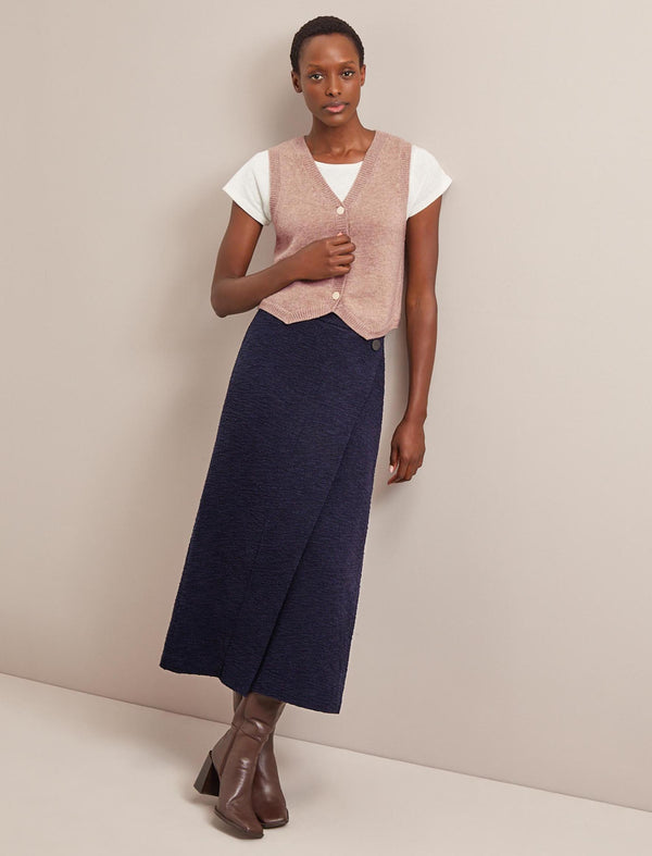 Layla Boucle Tweed Maxi Skirt - Navy